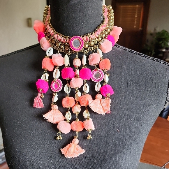 MIA Pink and Orange Bohemian Necklace - Picture 3 of 7